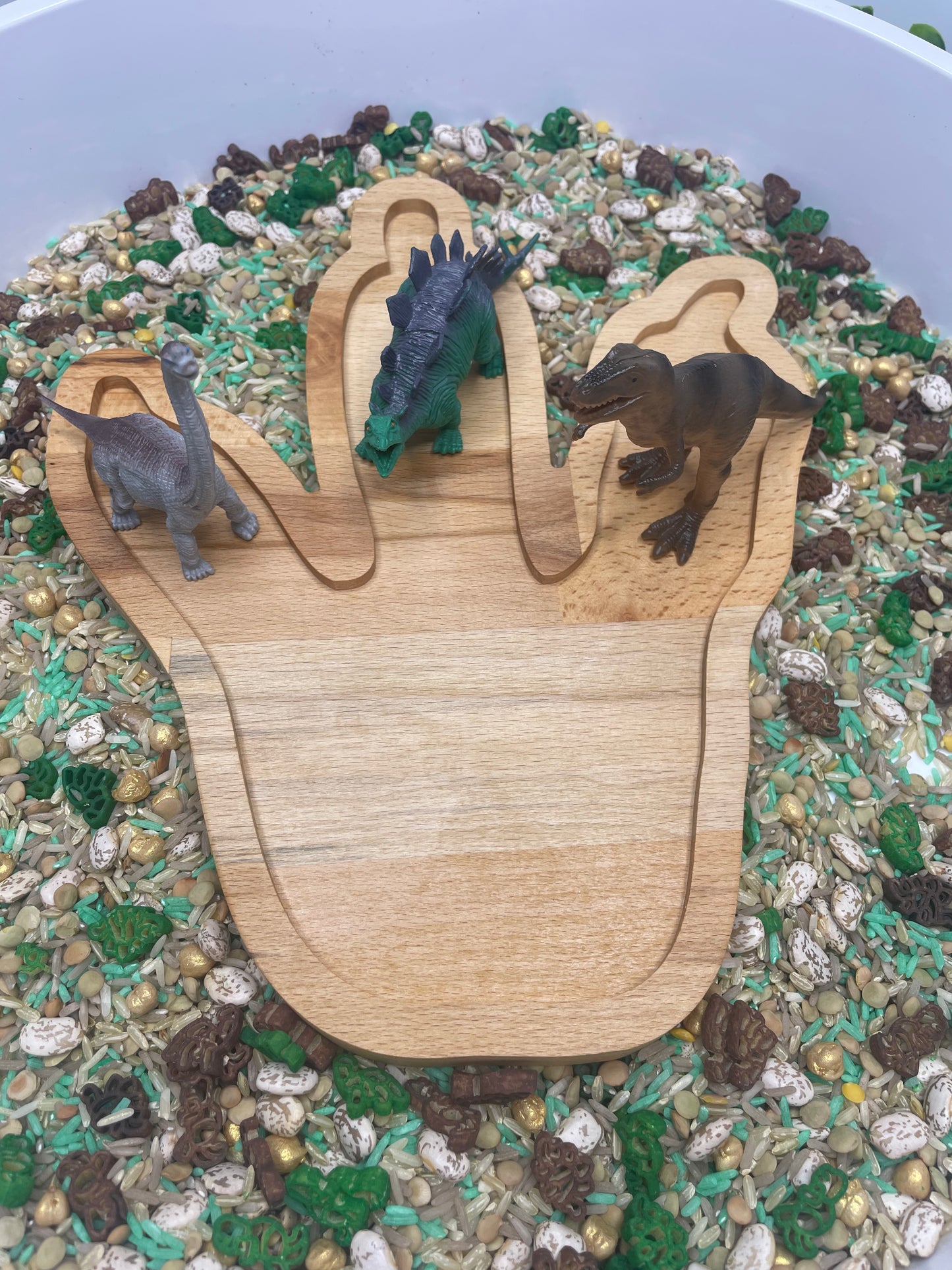 Wooden Sensory Tray - Dinosaur Footprint