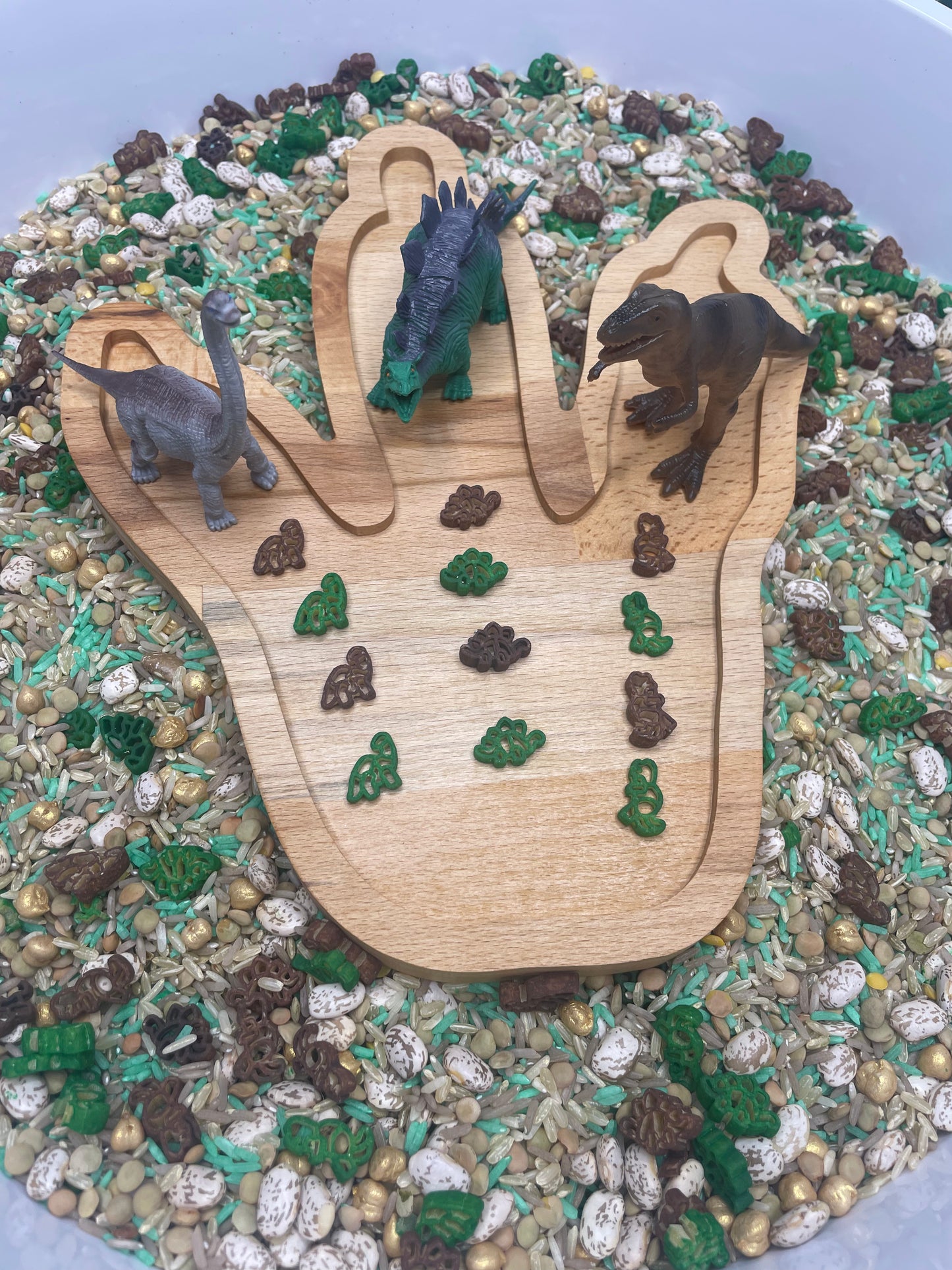 Wooden Sensory Tray - Dinosaur Footprint